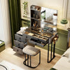 Makeup Vanity with Lights-Vanity Desk with 10 Light Bulbs&3 Color Lighting Modes-Dresser-Makeup Table with Mirror and Chair