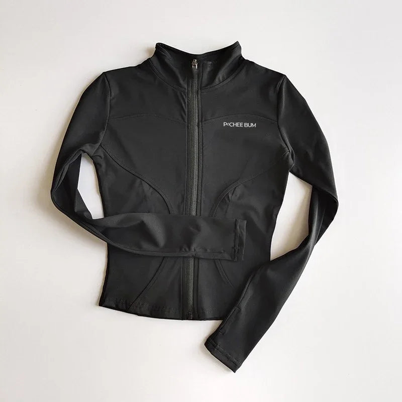 Women BUM New Sculpting Jacket Running Elasticity Yoga Jacket Slim Top Coat Women's Sports Jacket Gym Long Sleeves Women Zipper