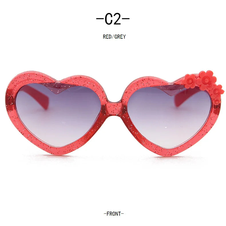 Girls Boys Love Heart Sunglasses Outdoor Sun Protection Children Lovely Flower Vintage Sun Glasses Classic Kids Eyewear UV400