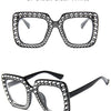 Glitter Women Sunglasses Brand Design Flash Square Shades Mirror Female Sun Glasses Bezel Bling Rhinestones