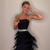 Women's Dresses New Tassel Sexy Low Cut Suspender Sleeveless Midi Party Dress 2024 Summer Fashion