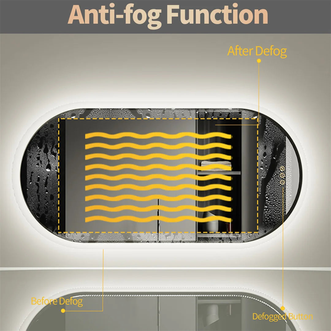 LUVODI Backlit Lighted Bathroom Mirror LED Bedroom Vanity Mirror Salon Mirror with Touch Sensor Dimming Defog IP44