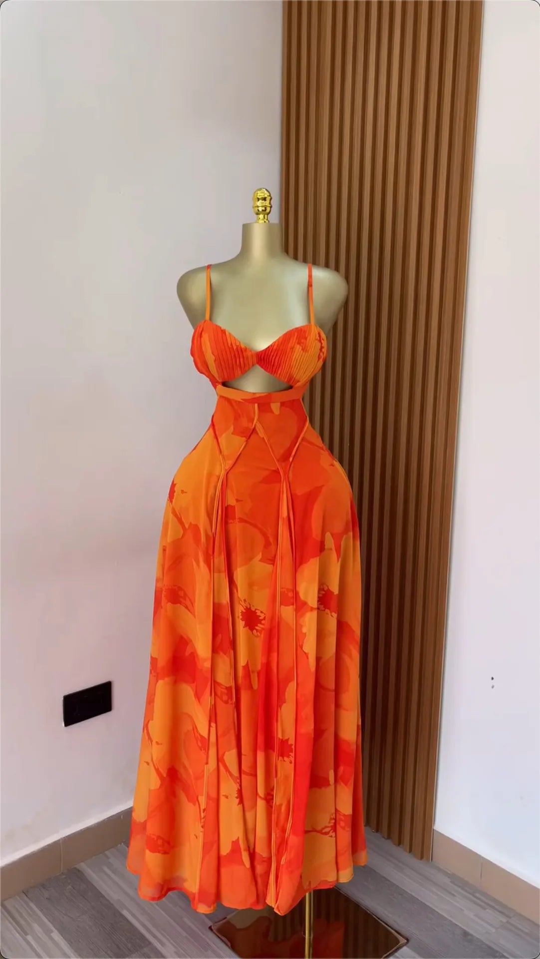 CM.YAYA Women Floral Printed Strap Backless Bra Front Big Swing Maxi Long Dress 2025 Vintage Sexy Club Party Evening Dresses