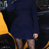 Dulzura Long Sleeves Zipper Bodycon Mini Dress With Pocket Solid Elegant Outfit Office Streetwear Women’S Autumn Winter Clothes