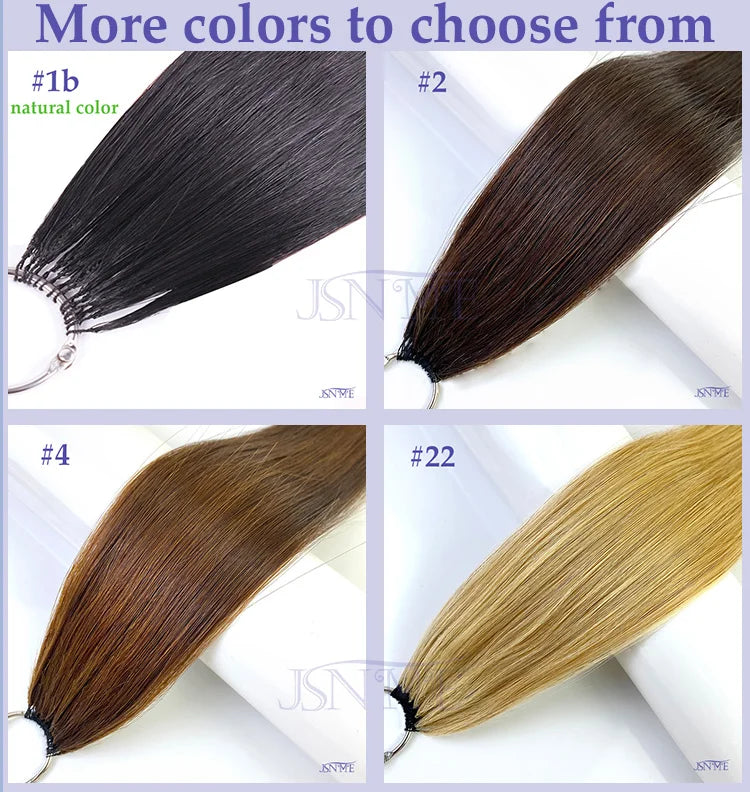 JSNME Micro Feather New hair extensions 100% Real Natural Human Hair Comfort Invisible 14-28 inch Black Brown Blonde 613 color