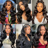 Brazilian Body Wave Bundles with 13x4 Lace Closure Real Human Hair Closure with 3 Bundles Weave Virgin Hair Natural Black Color