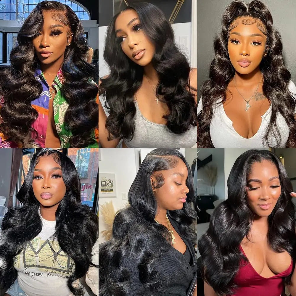 Brazilian Body Wave Bundles with 13x4 Lace Closure Real Human Hair Closure with 3 Bundles Weave Virgin Hair Natural Black Color