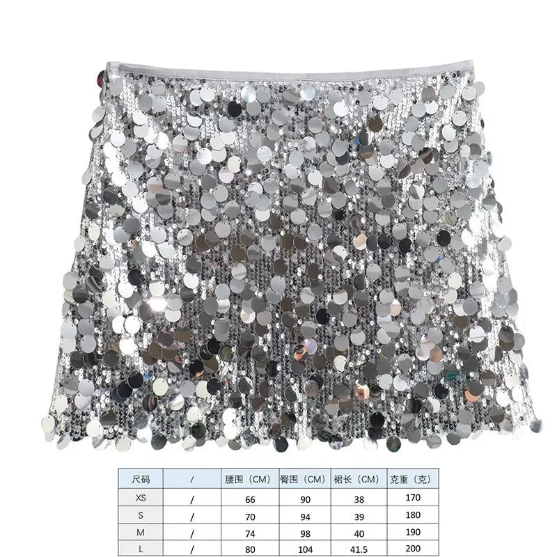 Party Club Stage Show Mini Skirts for Women Clothing Fashion Clothes Sexy Streetwear Dance Bling Sequined Hot Girls