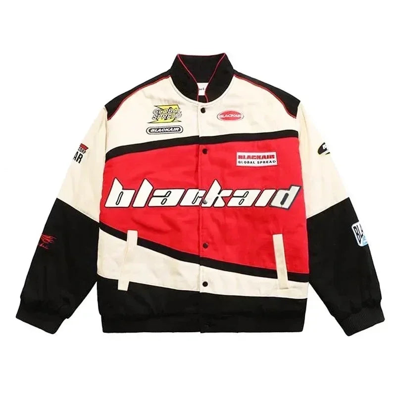 Retro Gothic Alphabet Embroidery Oversized Motorcycle Uniform Baseball Uniform Men's Y2K New Trend Harajuku Hip-Hop Joker Jacket