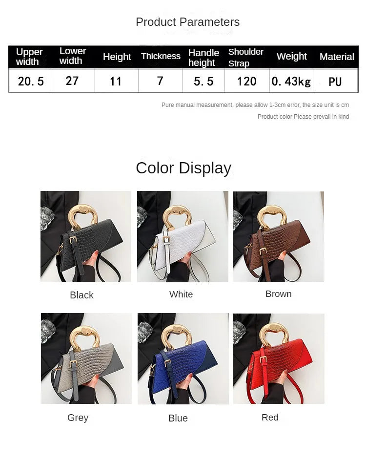 Solid Alligator PU Shoulder and Crossbody Bags Personality Designer Style High Quality Hand Bags for Women 2024 Fashion Hot Sale