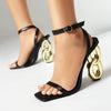 Summer Sandals Strange Wedge Heel Woman Shoes One Strap Sandals Narrow Band Elegant Women‘s Pumps Peep Toe Large Size 43