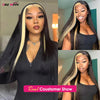 Skunk Stripe Human Hair Wig 1B/613 Highlight Blonde Straight Lace Front Wig 13x4 Colored Lace Front Human Hair Wigs 250 Density