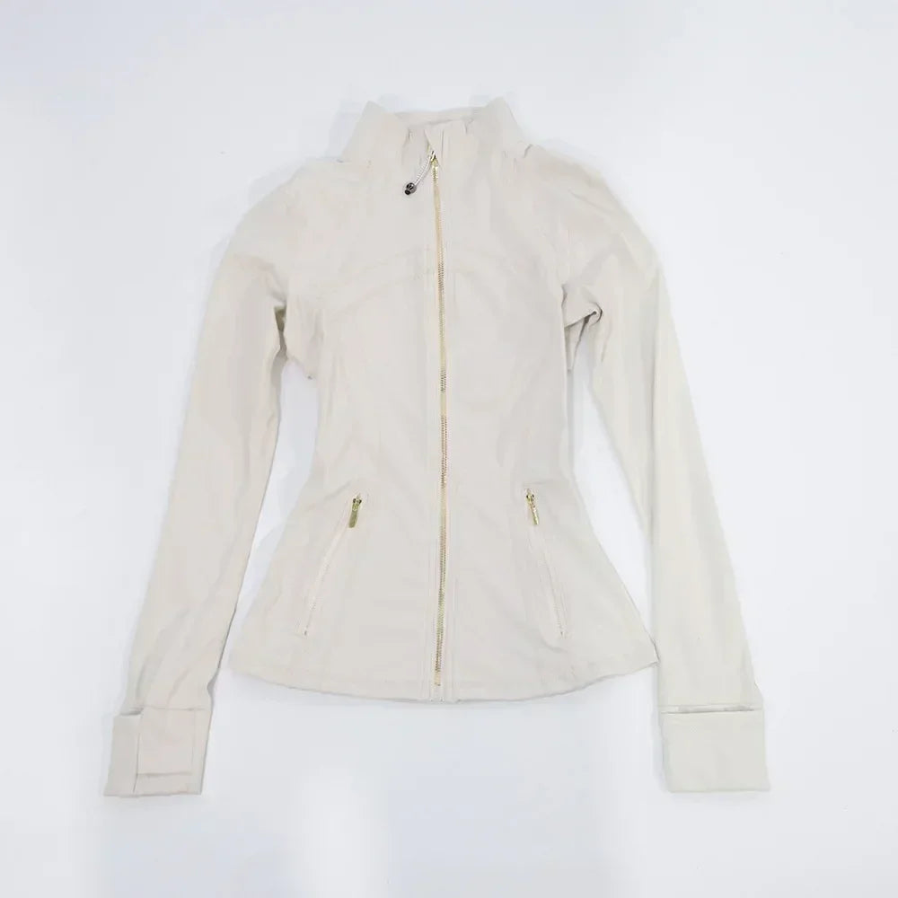Slimming Zipper Jacket Yoga Collar Lightweight Quick Dry Sporty Thin Rose Gold Evening Summer Outerwear for Active Living