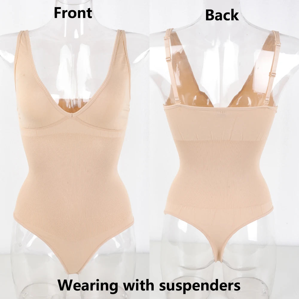 Sexy Sleeveless Bodycon Jumpsuit Women Fashion Camisole Top Abdomen Control Bodysuit Party Hotel Streetwear Outerwear Shapewear