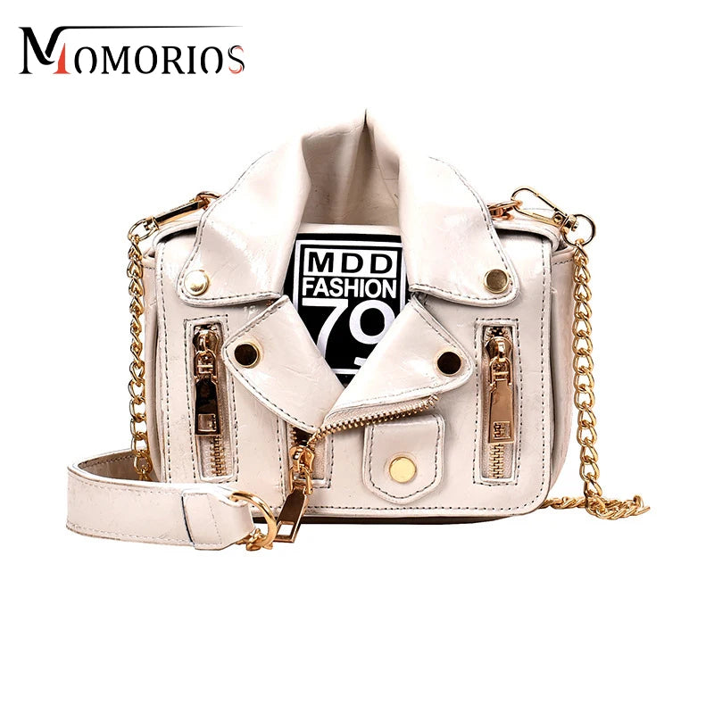 Luxury Designer PU Leather Rivet Zipper Mini Jacket Bag Fashion Crossbody Lady Bags Personality Purses & Handbags for Women