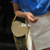 Bling Tassel Heart-shape Satin Bag Glitter Rhinestone Diamond Evening Bag Women Handbag Wedding Party Clutch Purse Crossbody Bag