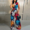 Elegant Women Wide Leg Long Juumpsuit 2024 Spring Summer Fashion Printed Sleeveless Casual Holiday Bodysuits Jumpsuits Trousers