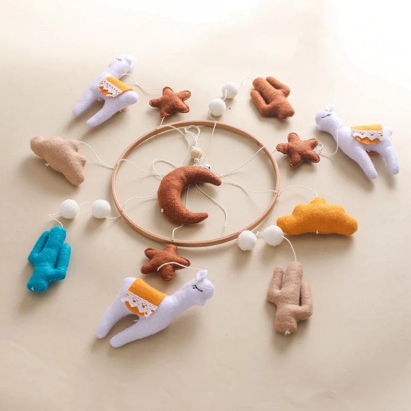 Baby Crib Mobile Rattle Toy 0-12Months Infant Soft Felt Teddy Velvet Pink Bear Bed Bell Hanging Toy Holder Bracket Crib Girl Toy