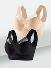 2PCS Women Lace Sport Bras Plus Size Seamless Bra Bralette Backless Lady Brassiere Vest Female Gather Shock-Proof Wireless L-5XL