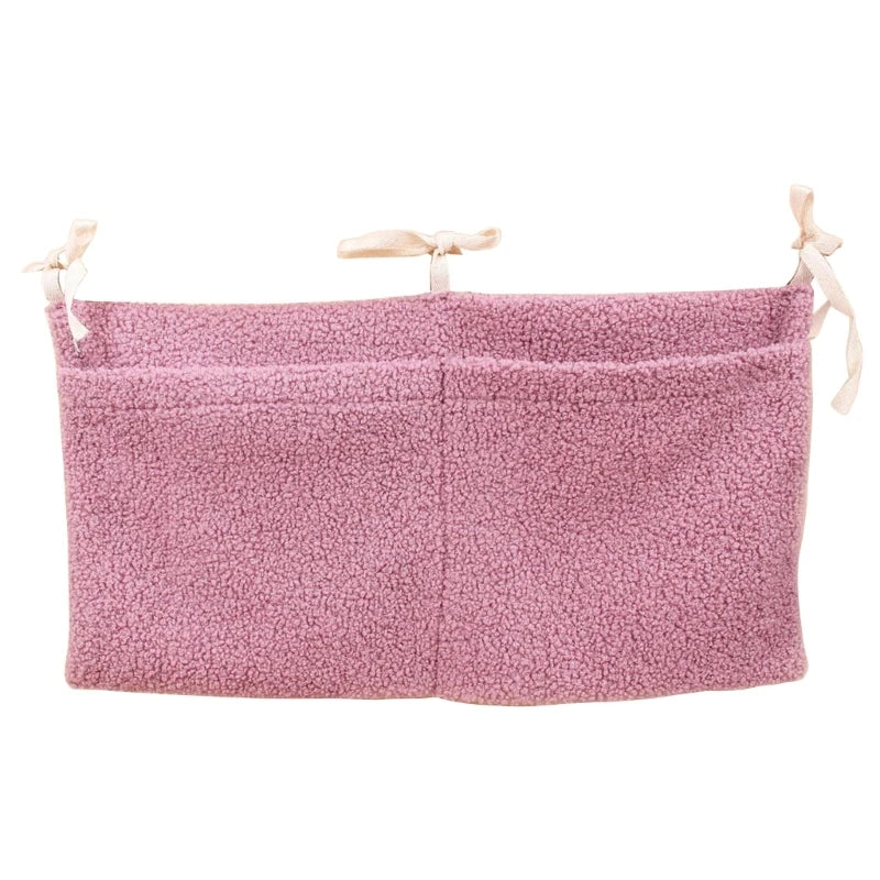 New Thick Plush Baby Crib Hanging Storage Bag Portable Double Pockets Newborn Cot Toy Organizer Bag Bed Headboard Storage Pouch