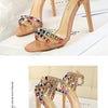 Summer Women Roman High Heels Rivets Studded Sandals Stiletto Gladiator Pumps Open Toe Luxury Shoes Hollow One-word Buckle 267-2