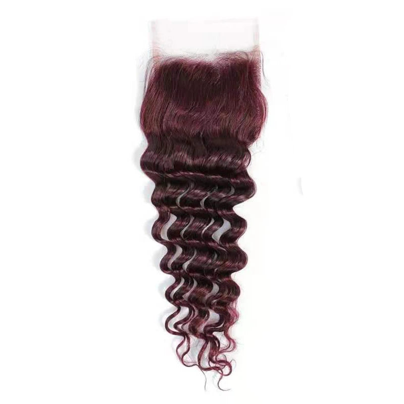 HairUGo Brazilian 99J 4x4 Straight Hair Closure 4*4 Lace Closure 10''-20'' 100% Human Hair Lace Closure With Baby Hair Remy Hair