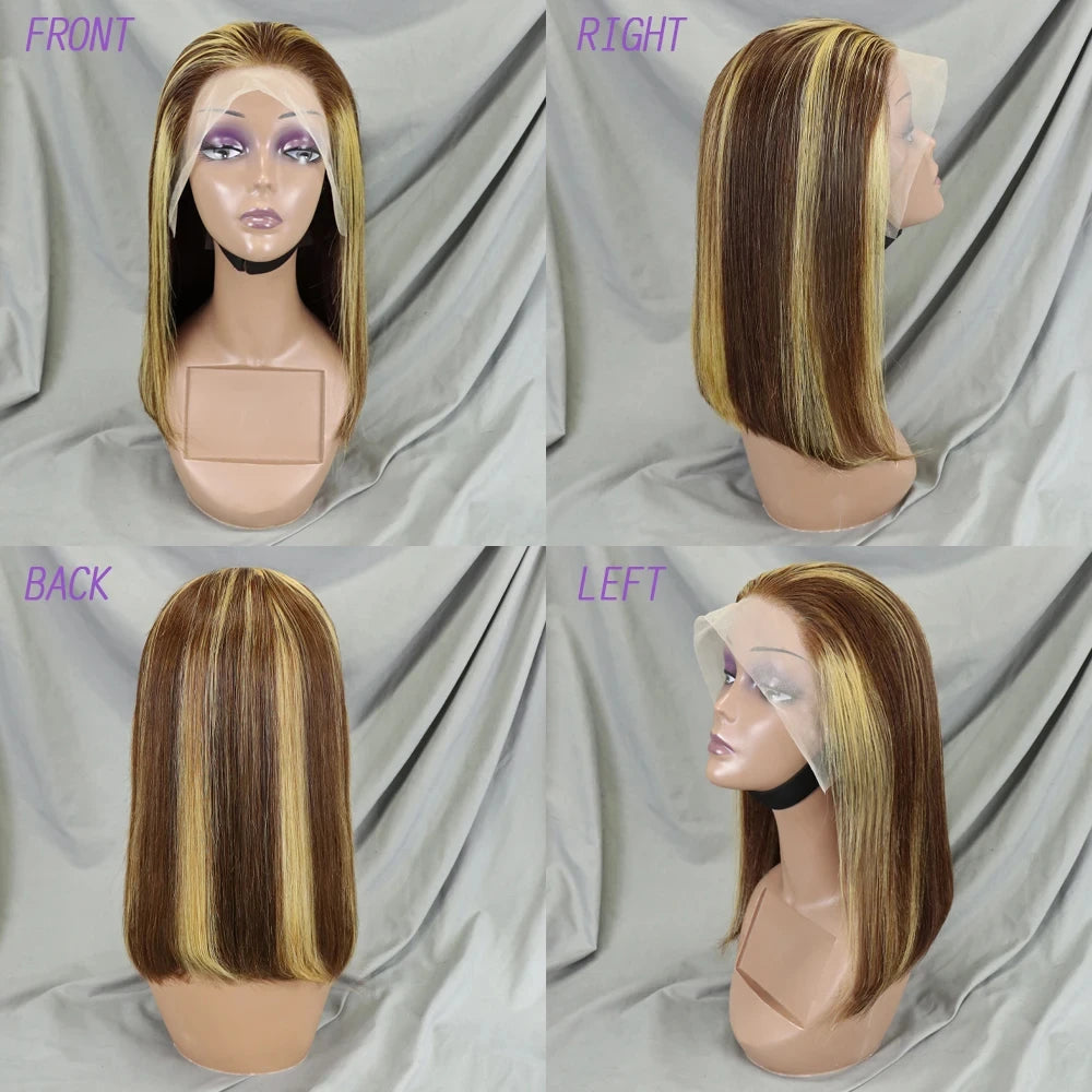 4/30/4 Color Human Hair Bob Wig Straight 13x4 Lace Front Human Hair Wigs Brazilian Wig Short Human Hair Bob Wigs Ombre Wig