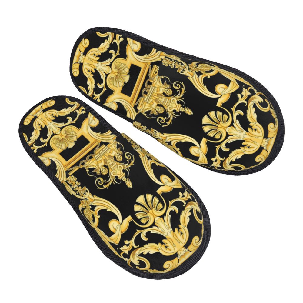 Custom Queen Of Absolutely Everything Gold Baroque Soft Memory Foam House Slippers Women Comfy Warm Anti-skid Sole Slipper