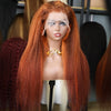4/350 Piano Color Kinky Straight 13x6 Lace Frontal Human Hair Wigs Highlight Ginger Orange Brown Color Remy 13x4 Lace Front Wig