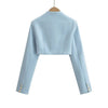 2023 Autumn V neck Open stitching Cropped Blazer Women Full Sleeve Short Suits Fashion Outerwear