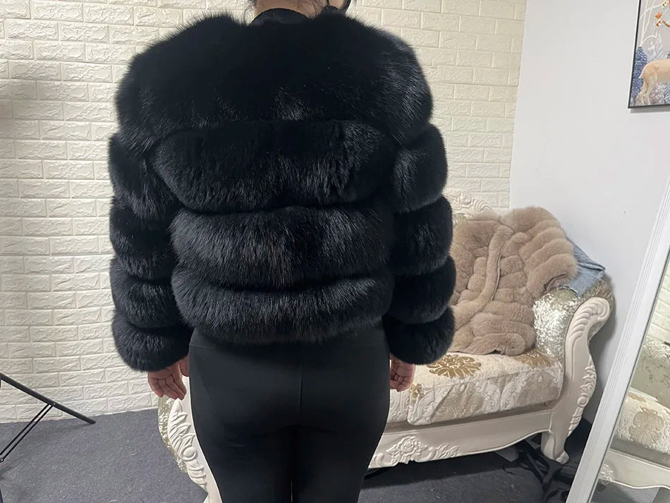 2025 MAOMAOKONG Natural Real Fox Fur Coat Women Winter Long Sleeve Luxury Raccoon Fur Jackets Thick Top Female Furry Coat Vest
