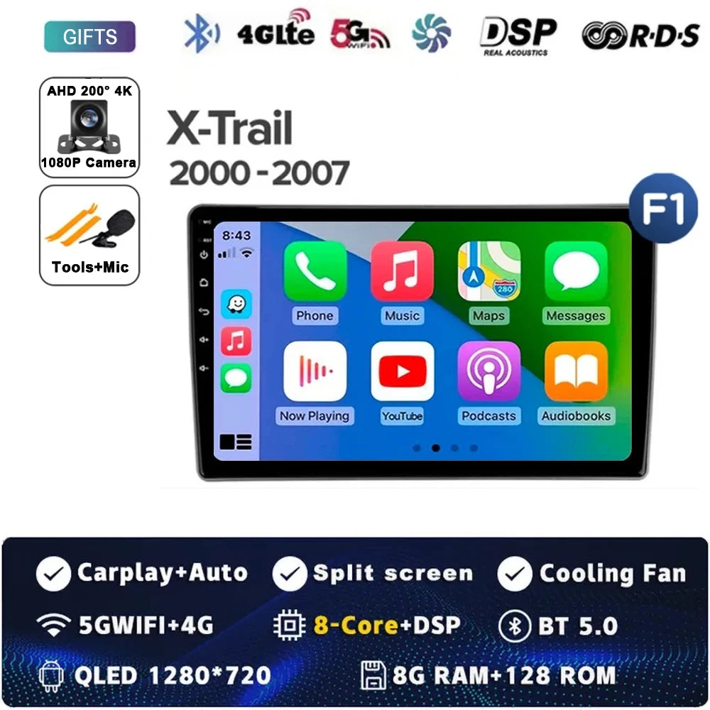 Android 14 Carplay Auto For Nissan X-Trail X Trail X - Trail 1 T30 2000 - 2007 Car Radio Multimedia Video Player Navigation GPS