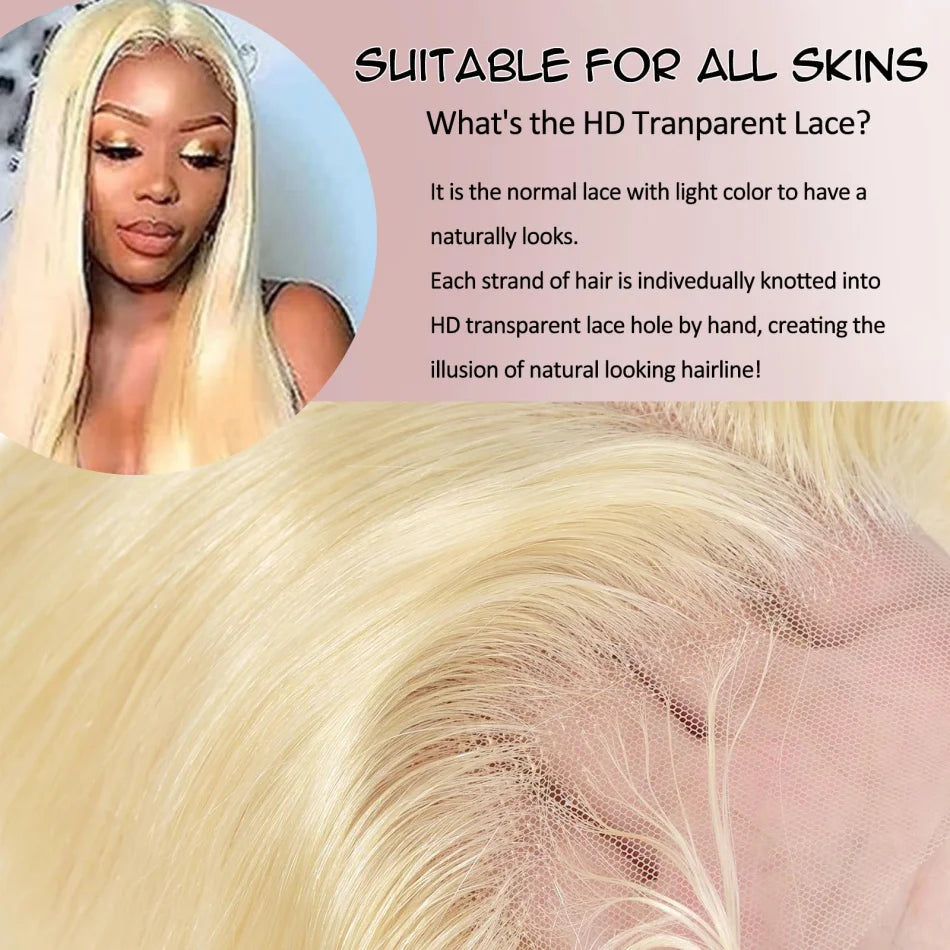 Blonde 613 Human Hair Wigs Straight Hd Lace Frontal Wig 13X6 Brazilian Wig For Black Women 30 40 Inch Lace Front Wig 230 Density