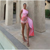 Chic Print Tassel Mini Dress Women Hollow Biased Collar Sheath High Stretch Pleated Beach Dresses 2025 Summer Bodycon Vestidos