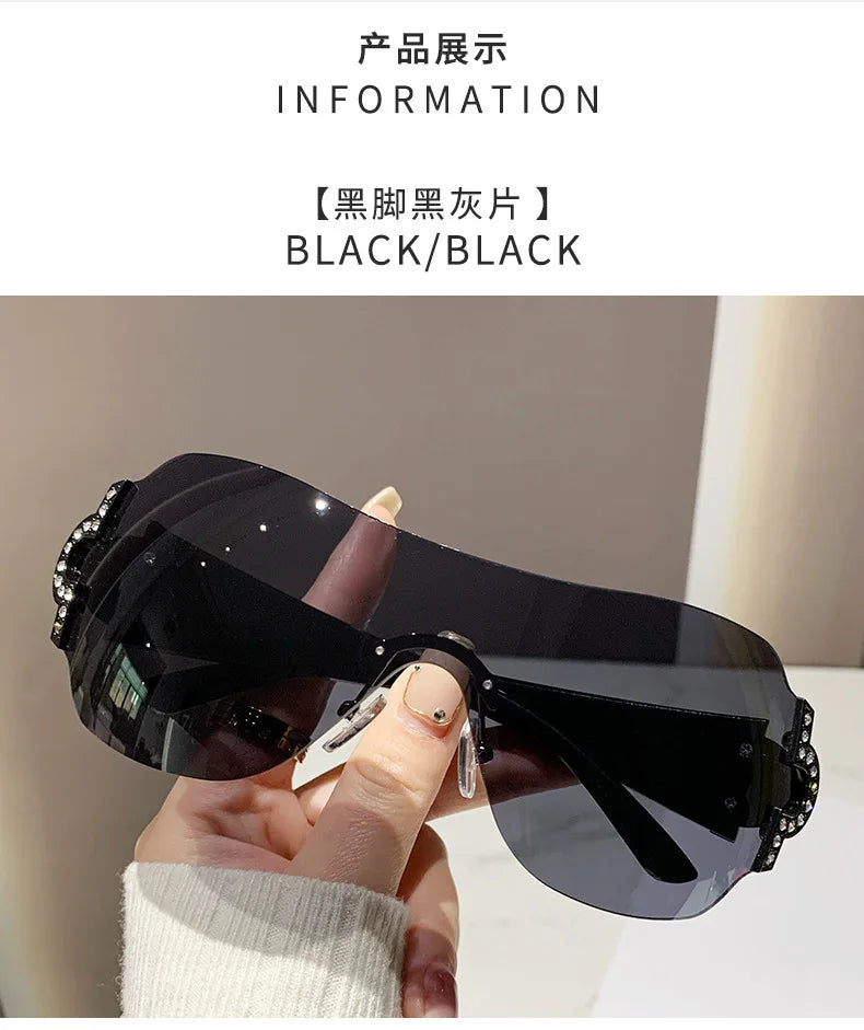 New Women Fashion Y2k Sunglasses Women's Vintage Integrated Surround Sun Glasses Lady UV Protective Eyewear UV400 Oculos De Sol