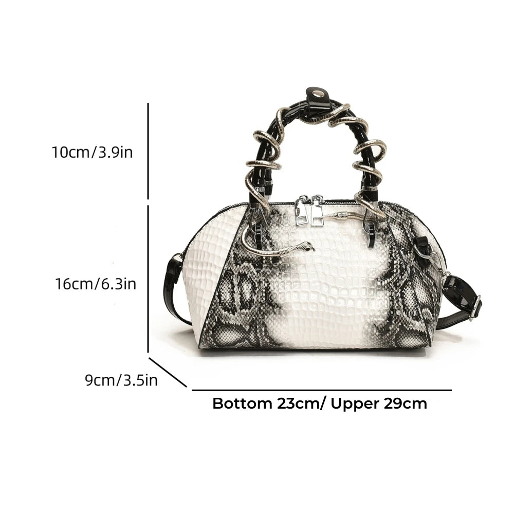MOODS Designer Luxury Bags For Women Crocodile Pattern Top-handle Shell Bag With Snake Hardware Wild Shoulder Crossbody Handbags
