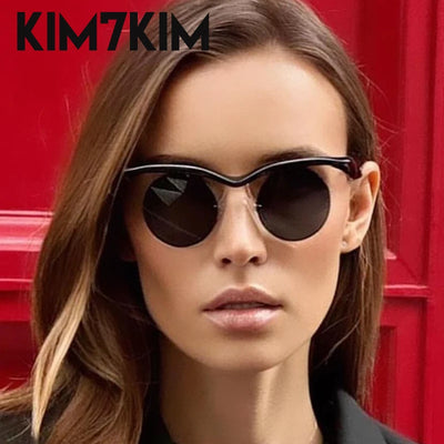 Vintage Round Rimless Sunglasses Women Men 2024 Luxury Brand Punk Small Frame Sun Glasses For Lady Outdoor Travel Eyewear UV400