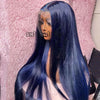 Ombre Blue Blonde Preplucked Long Lace Front Wig Straight 180%Density Hairline Glueless For Women Synthetic Fiber