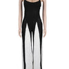 Beyprern Women's Patchwork Spaghetti Straps Knitted Wide Legs Jumpsuits One Piece Outfits Night Clubwear Female Workout Overalls