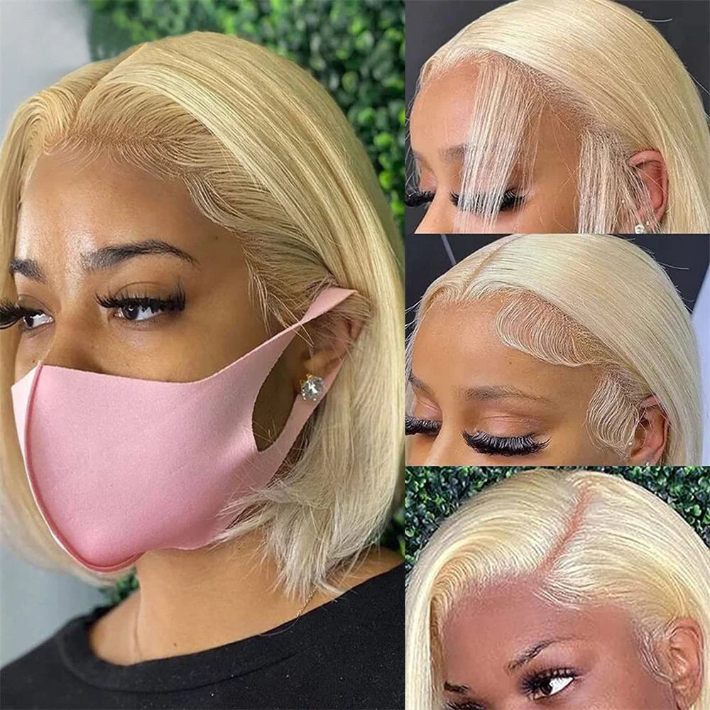 613 Bob Honey Blonde Lace Front Human Hair Wigs For Women Human Hair Remy Brazilian Cheap 13x4 Straight Short Bob Wig 10 14 Inch