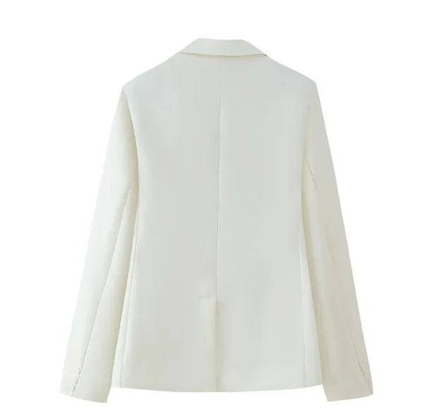 Elegant Blazer Coat Women Fashion Office Lady Waist Cinched Solid Suit Jackets 2025 New Spring Single Breasted Casual Outerwear