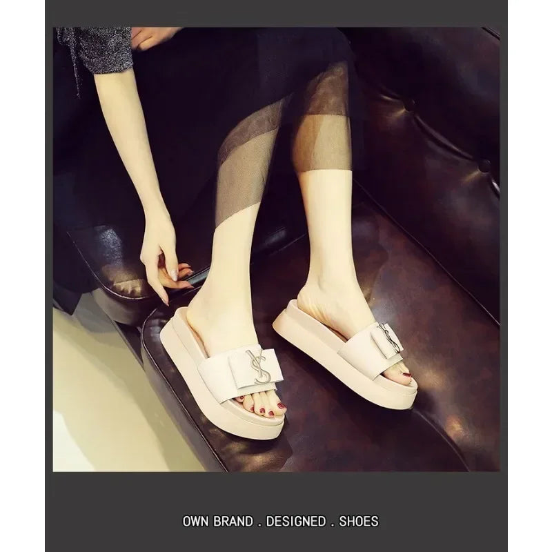 Slippers Summer Shoes Women Platform Design Slides Fashion Letters Ladies Shoes Casual Slipper Indoor Non-slip Slippers Sandals