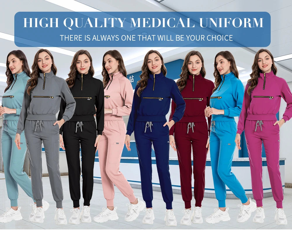 Hospital Medical Uniforms Nurse Suit Women Solid Color Dentistry Operating Room Scrub Set Two-piece Pet Grooming Doctor Workwear