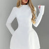 Mozision Long Sleeve Backless Sexy Mini Dress For Women Autumn Winter New O Neck High Waist A-line Club Party Sexy Dress Elegant