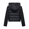 Hooded Patchwork Padded Jacket Coat with Pockets for Women, Long Sleeve, Front Zipper, Female Outerwear, Chic Tops, Fashion