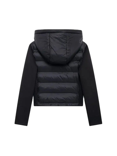 Hooded Patchwork Padded Jacket Coat with Pockets for Women, Long Sleeve, Front Zipper, Female Outerwear, Chic Tops, Fashion