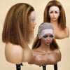 Highlight Ombre Lace Front Wig Human Hair Pre Plucked 13x4 colored 4/27 250%Density Honey Blonde Kinky Straight Lace Wigs