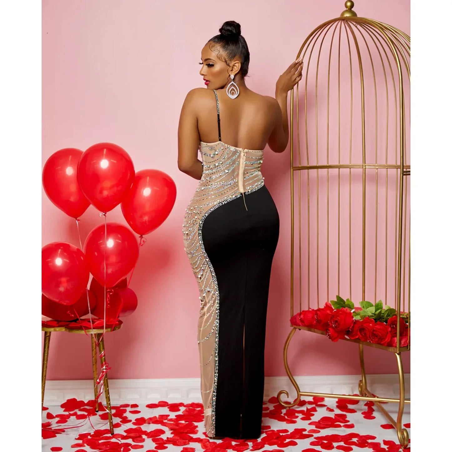 Sexy Summer Women Clothing Mesh Transparent Strap Long Dress One-piece Chic Style Mid-waist Length