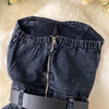 Women Denim one pieces Summer Playsuit Fashion Hot Drill High Waist Slim Sleeveless Strapless Sashes Outfits