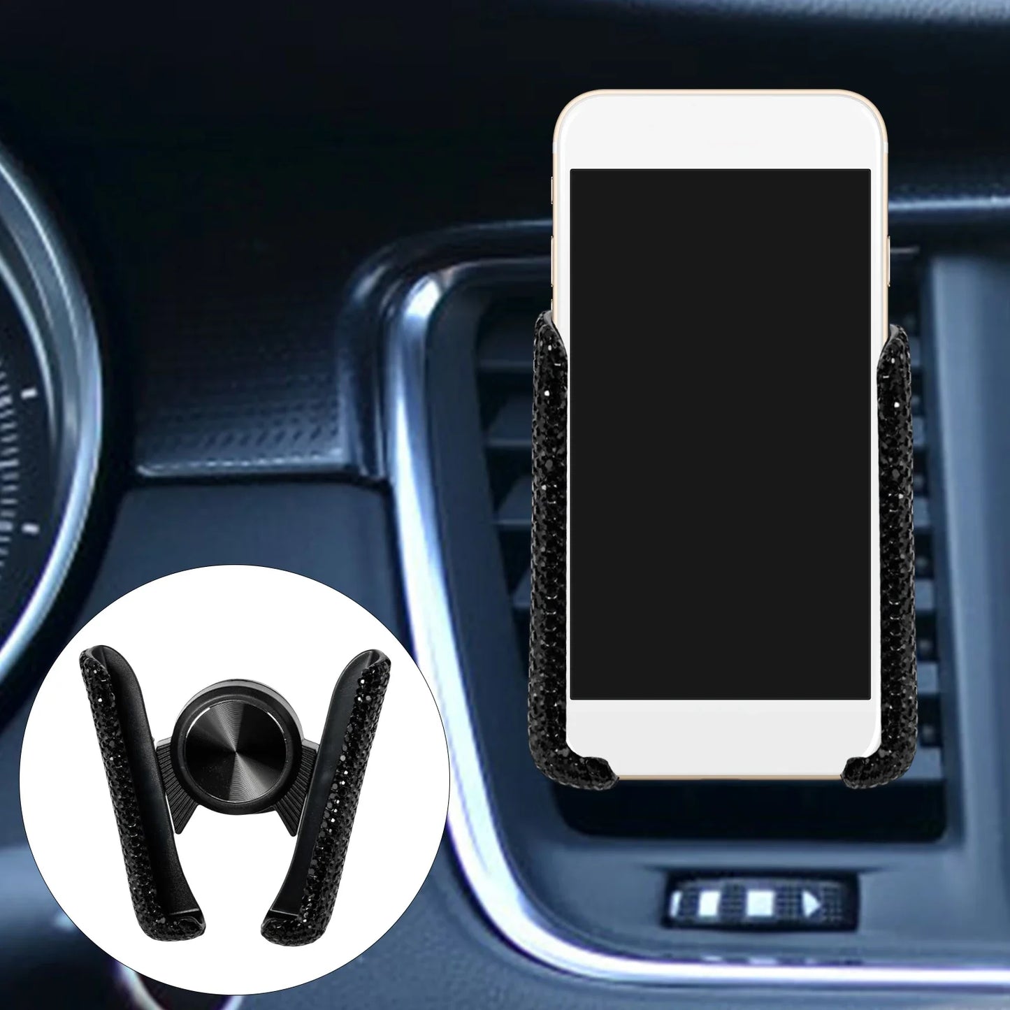 Car Phone Holder Women Diamond Crystal Car Air Vent Mount Clip Mobile Phone Holder Stand in Car Bracket Interior Accessories